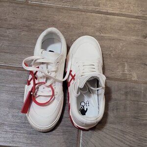 Off White Kids White Red Vulcanized Low Sneakers Arrows Removable Size 33